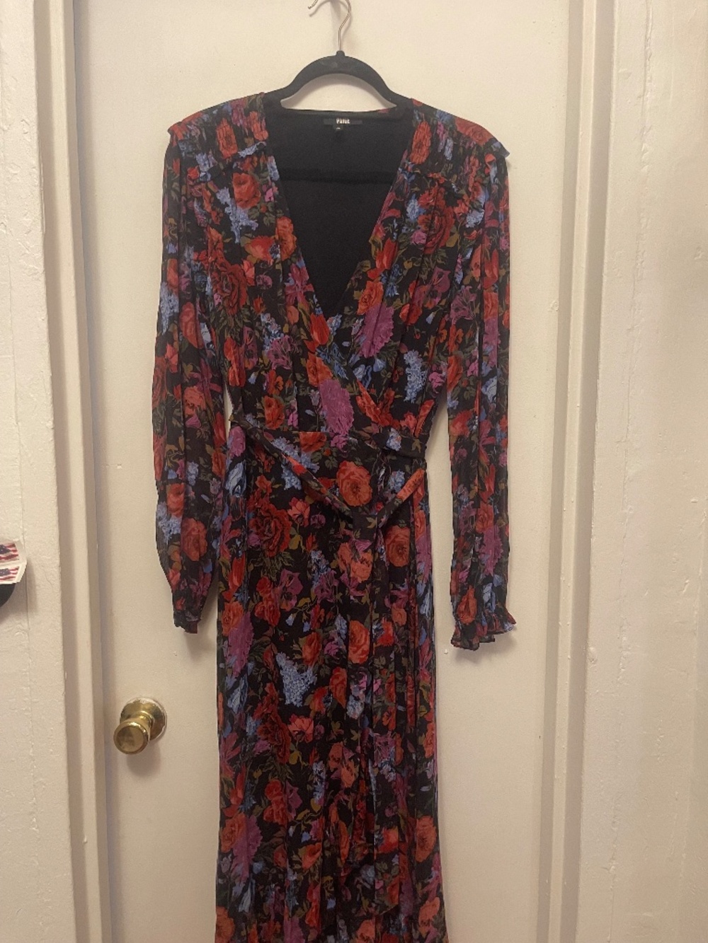 Paige Paulette floral silk crepe wrap dress size M